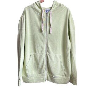 Jungmaven Size XL Light Green Full Zip Hooded Sweatshirt Hemp Cotton Organic EUC